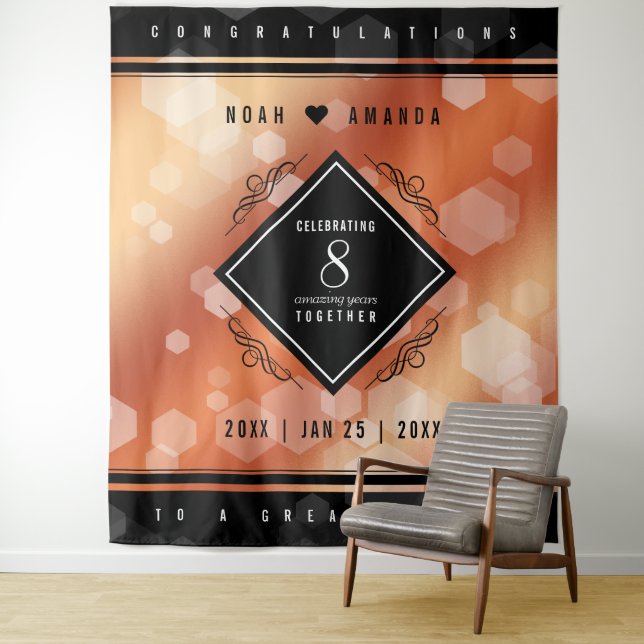 Elegant 8th Bronze Wedding Anniversary Tapestry (In Situ)