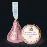 Elegant 90 Years Flower Floral 90th Birthday Linen Hershey®'s Kisses®<br><div class="desc">Celebrate 90 wonderful years with these charming floral candy favors. Perfect for milestone birthdays,  each favor features vibrant blooms and the message "Celebrating 90 Wonderful Years." Ideal for adding a sweet and personalized touch. Enjoy!</div>