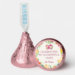 Elegant 90 Years Flower Floral 90th Birthday Linen Hershey®'s Kisses®