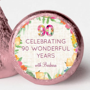 Elegant 90 Years Flower Floral 90th Birthday Linen Hershey®'s Kisses®