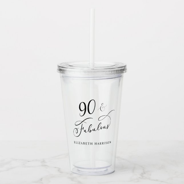 Elegant 90th Birthday Acrylic Tumbler (Front)