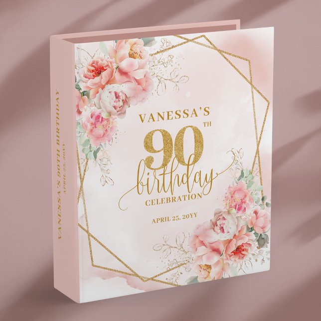 Elegant 90th Birthday Binder Blush Pink Gold (Elegant 90th Birthday Celebration Binder Blush Pink Gold

)