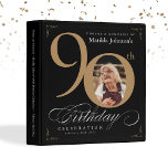 Elegant 90th Birthday Black Gold Calligraphy Photo 3 Ring Binder<br><div class="desc">Elegant 90th Birthday Black Gold Calligraphy Photo 3 ring binder. And elegantly designed special birthday celebration, featuring a custom photo of birthday person and script calligraphy with vintage flourish elements. Add photo inserts to this binder to make it a wonderful album to store all your photos and memories of the...</div>