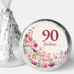 Elegant 90th Birthday for Her - Linen Flowers Hershey®'s Kisses®