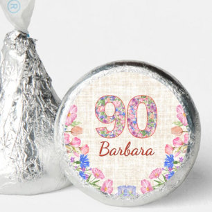 Elegant 90th Birthday for Her - Pink Flowers Hershey®'s Kisses®