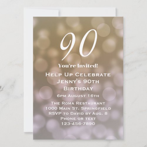 Elegant 90th Birthday Invitation For Her 