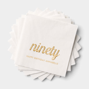 Elegant 90th Birthday Modern Gold Foil Napkins