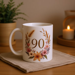 Elegant 90th Birthday Mug for Grandma – Boho Chic