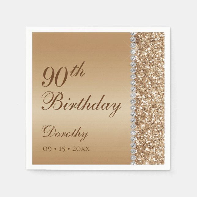 Elegant 90th Birthday Napkins (Front)