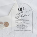 Elegant 90th Birthday Party Acrylic Invitations<br><div class="desc">Chic clear acrylic invitation for her 90th birthday party featuring "90 & Fabulous" and her name in elegant scripts and the party details in simple,  modern typography.</div>