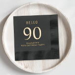 Elegant 90th Birthday Party Foil Napkins<br><div class="desc">Elevate your 90th birthday party with these elegant foil-stamped napkins featuring your choice of genuine gold,  silver or rose gold foil for a sophisticated touch,  "Hello 90" and your name in modern lettering, </div>