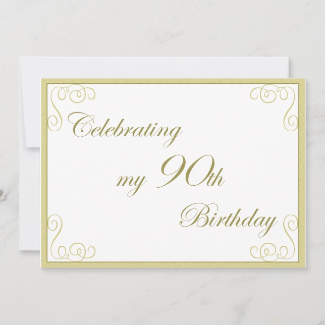 Elegant 90th Birthday Party Invitation (Front)