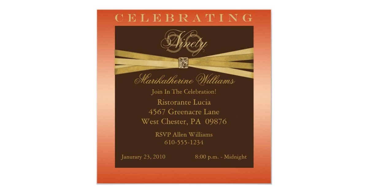 Elegant 90th Birthday Party Invitations | Zazzle.com