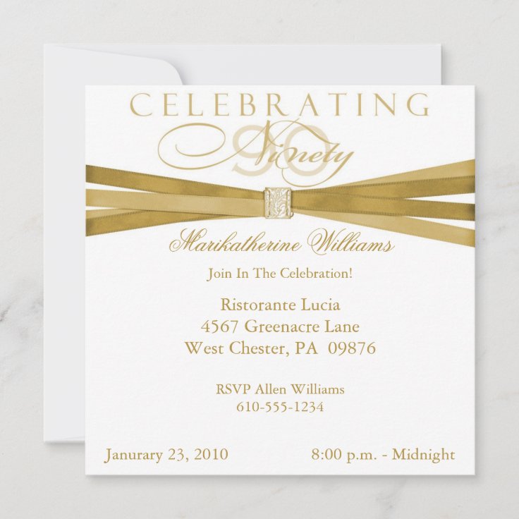 Elegant 90th Birthday Party Invitations Zazzle