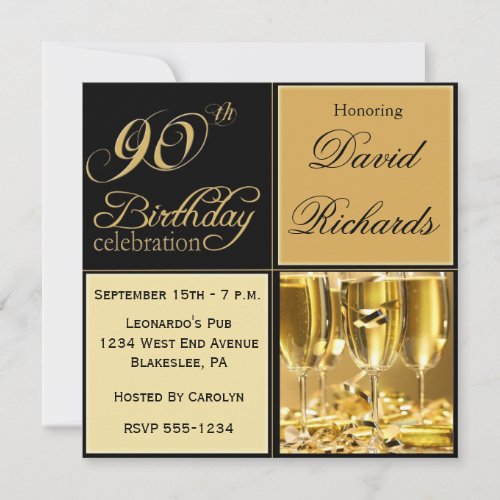 Elegant 90th Birthday Party Invitations