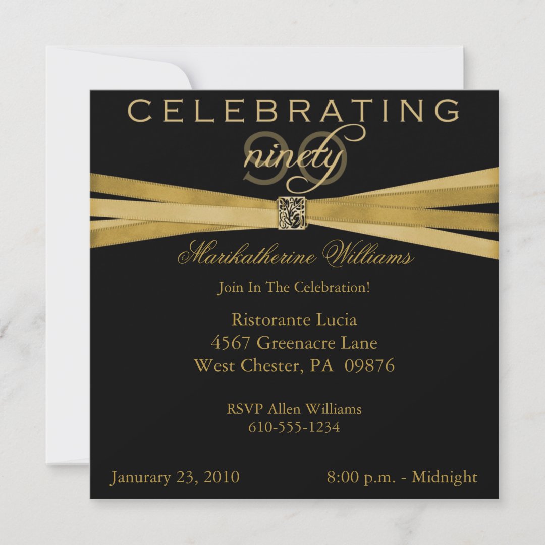 Elegant 90th Birthday Party Invitations Zazzle