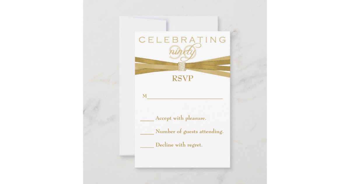 Elegant 90th Birthday Party Invitations RSVP Card | Zazzle.com