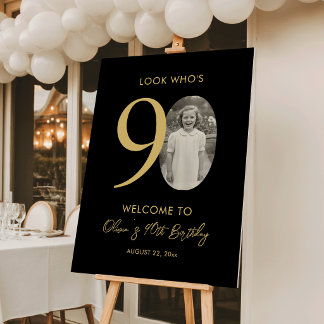 Elegant 90th Birthday Party Photo Welcome Sign