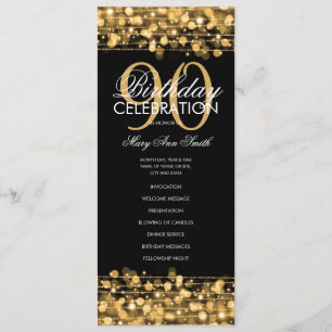 Elegant 90th Birthday Party Program Gold w/ Menu
