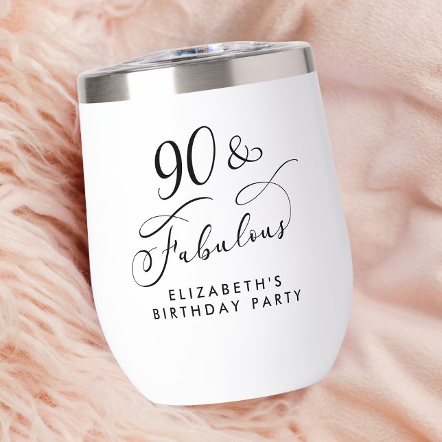 Elegant 90th Birthday Party Thermal Wine Tumbler (Creator Uploaded)