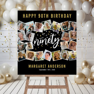 Elegant 90th Birthday Photo Collage Board