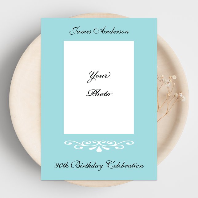 Elegant 90th Birthday Photo Invitation (Creator Uploaded)