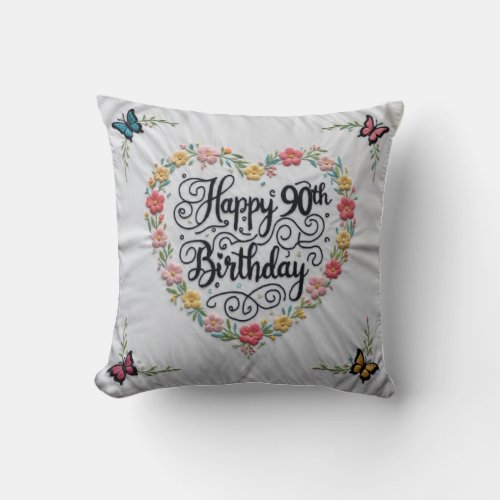 Elegant 90th Birthday Throw Pillow A Stylish Trib Throw Pillow