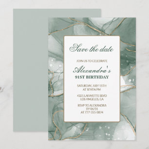 Elegant 91st birthday invitations Save the date 
