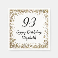 Elegant 93rd Birthday Napkins With Gold Sequins