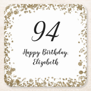 Elegant 94th Birthday Coasters With Gold Sequins