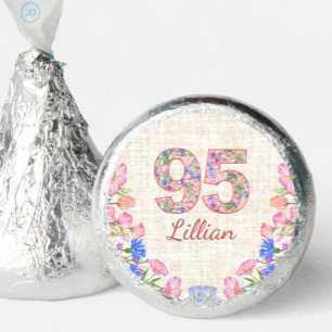 Elegant 95th Birthday for Her - Pink Flowers Hershey®'s Kisses®