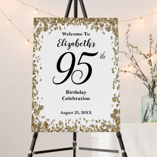 Elegant 95th Birthday Gold Sequins Welcome Sign