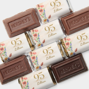 Elegant 95th Birthday - Gold Wildflower Design 95 Hershey's Miniatures