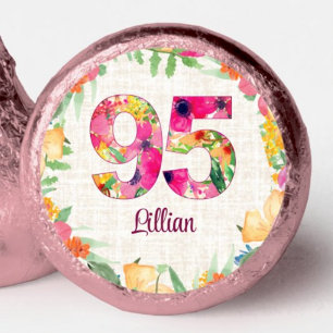 Elegant 95th Birthday Pink Floral Chocolate Hershey®'s Kisses®