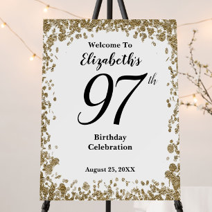 Elegant 97th Birthday Gold Sequins Welcome Sign