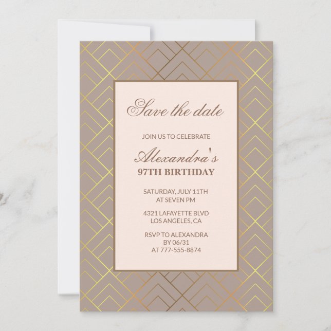 Elegant 97th birthday invitations Save the date (Front)