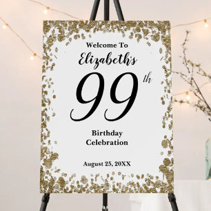 Elegant 99th Birthday Gold Sequins Welcome Sign