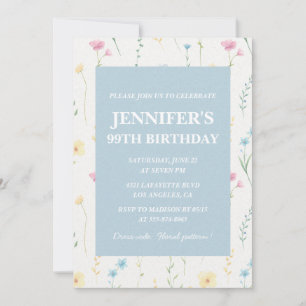 Elegant 99th birthday invitations Floral Boho Chic