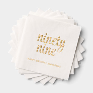 Elegant 99th Birthday Modern Gold Foil Napkins
