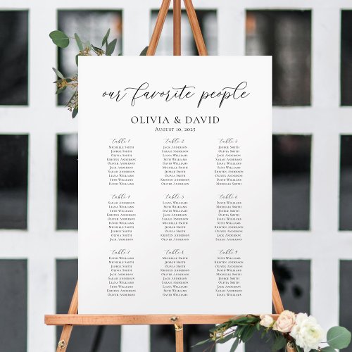 Elegant 9 Tables Our Favorite People Seating Chart