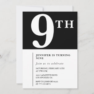 Elegant 9th birthday invitation Black Chic Girl
