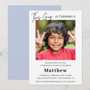 Elegant 9th birthday invitations Boy Photo