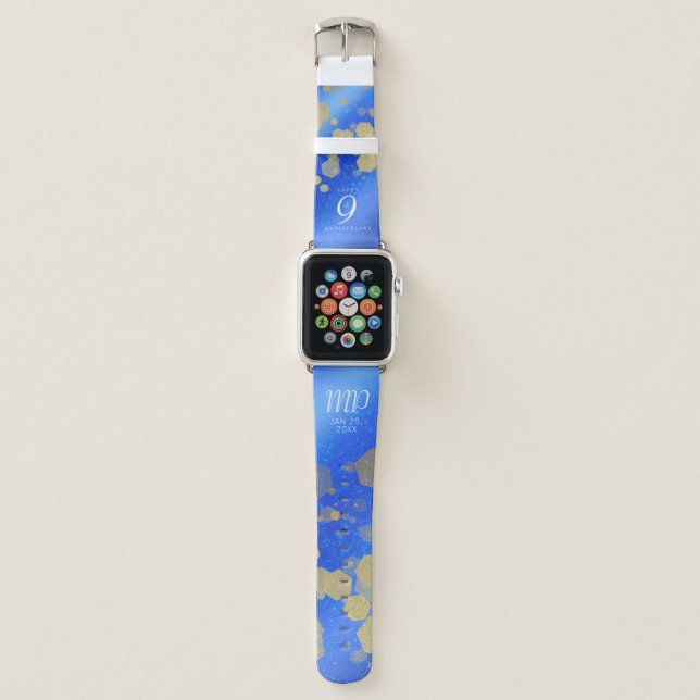 Elegant 9th Lapis Lazuli Wedding Anniversary Apple Watch Band (Front)