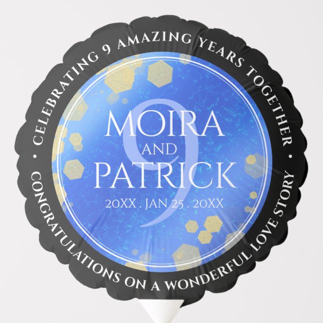 Elegant 9th Lapis Lazuli Wedding Anniversary Balloon (Front)