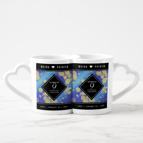 Elegant 9th Lapis Lazuli Wedding Anniversary Coffee Mug Set