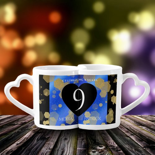 Elegant 9th Lapis Lazuli Wedding Anniversary Coffee Mug Set
