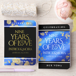 Elegant 9th Lapis Lazuli Wedding Anniversary Foil Vow Books