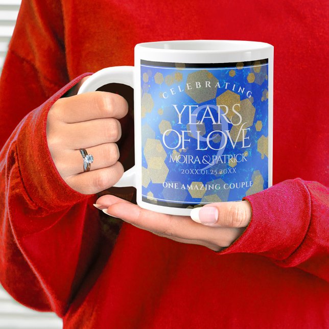 Elegant 9th Lapis Lazuli Wedding Anniversary Giant Coffee Mug (9th Wedding Anniversary Jumbo Coffee Mug Cover Photo.)