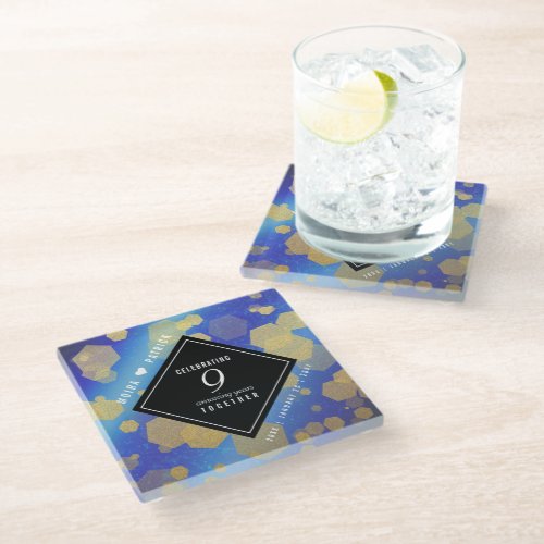 Elegant 9th Lapis Lazuli Wedding Anniversary Glass Coaster