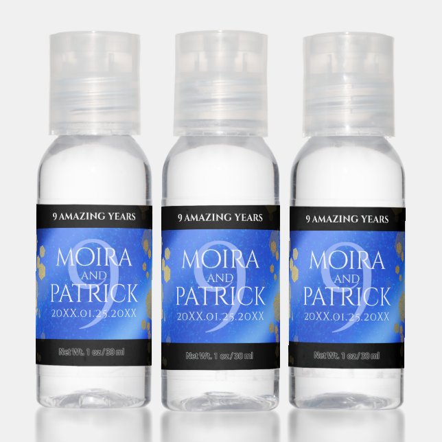 Elegant 9th Lapis Lazuli Wedding Anniversary Hand Sanitizer (Set)